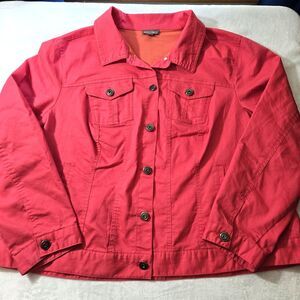 Roz & Ali Womens PLUS Size 22/24 Pink Button Front Jacket Stretch Pockets